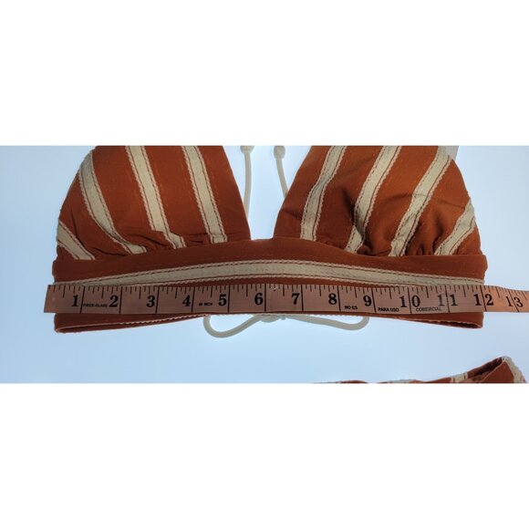 Robin Piccone Swim Sz M Bikini Swimsuit Triangle Top and Bottom Orange And White - Picture 7 of 9
